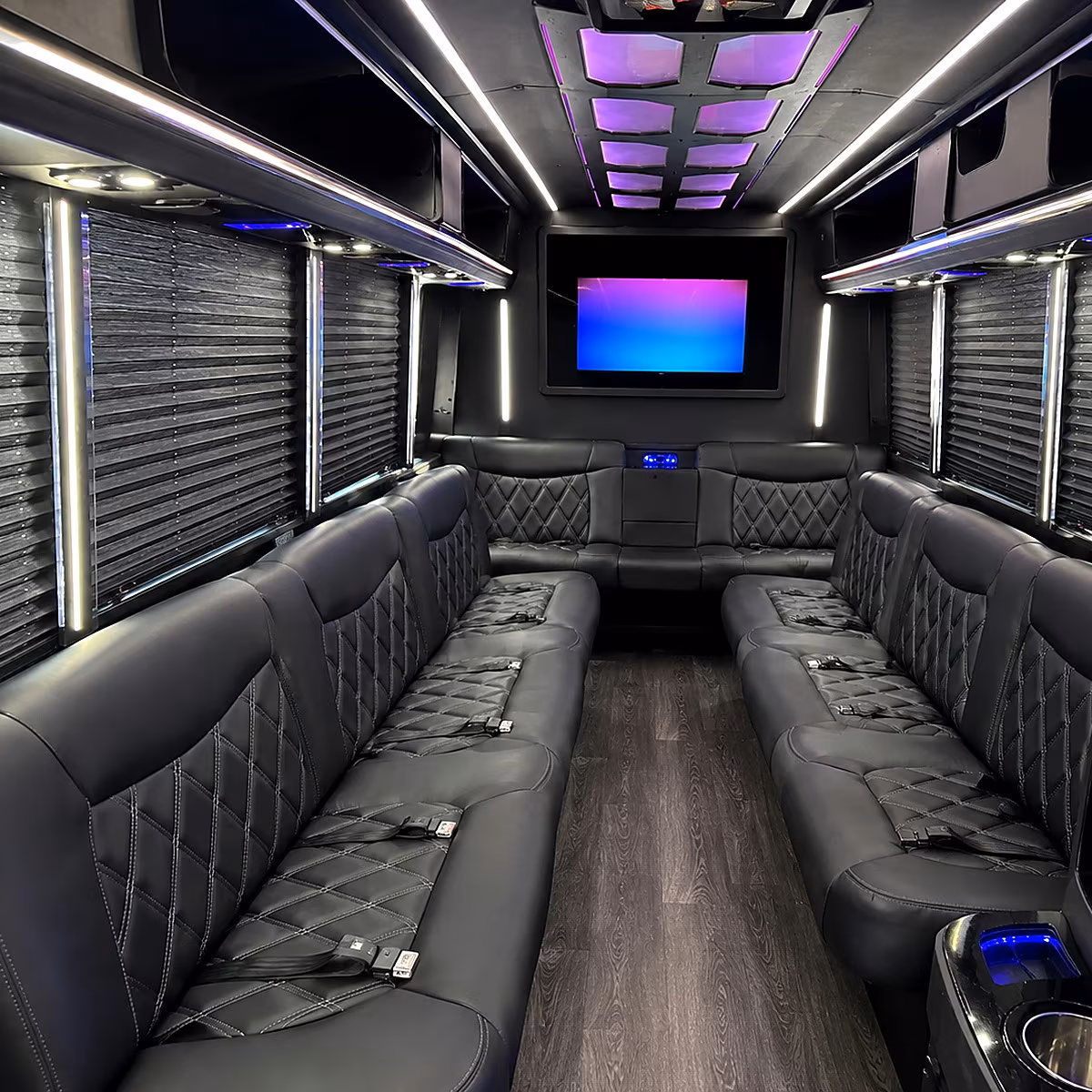 Glendale Birthday, Sweet 16, & Quinceañera Transportation party bus interior