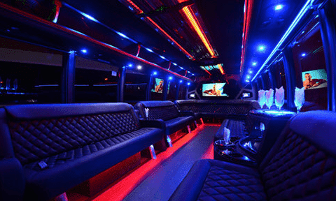 Buckeye 30 Passenger Party Bus Black Interior